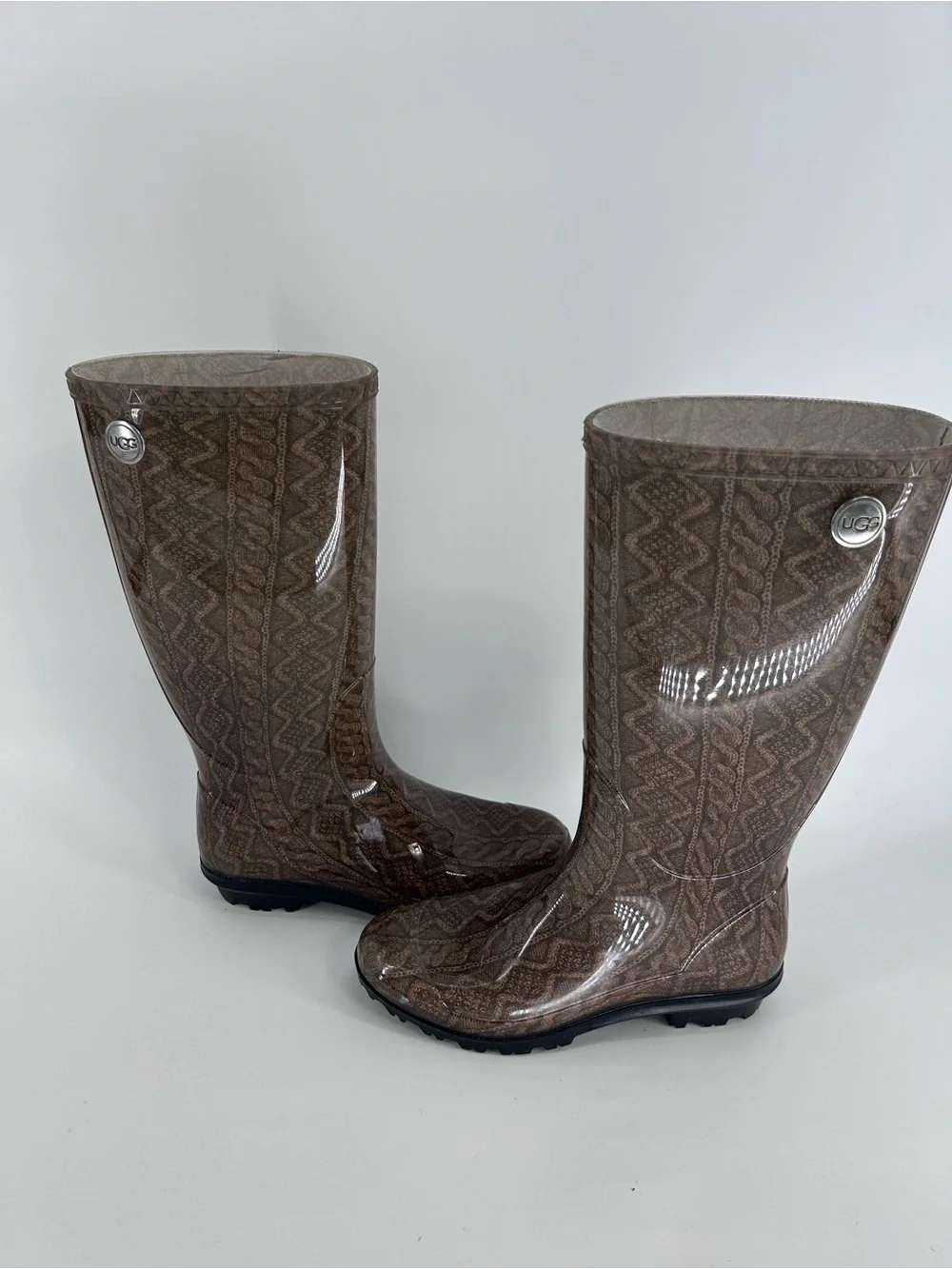 UGG Women's Cable Knit Tall Rain Boots Size 6